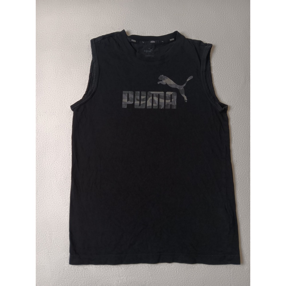Puma Mens Sleeveless Muscle Tee Black Camo Logo Graphic Tank Top Small